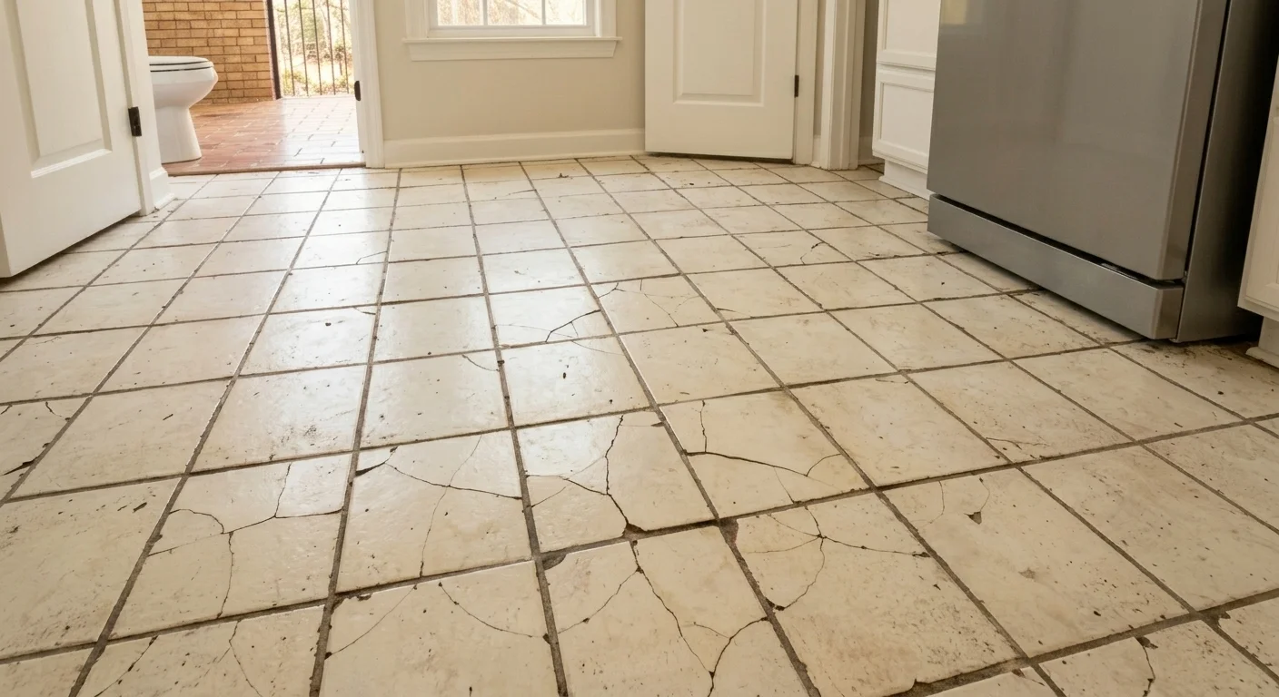 cracked bathroom tile floor before replacement in Silver Spring MD
