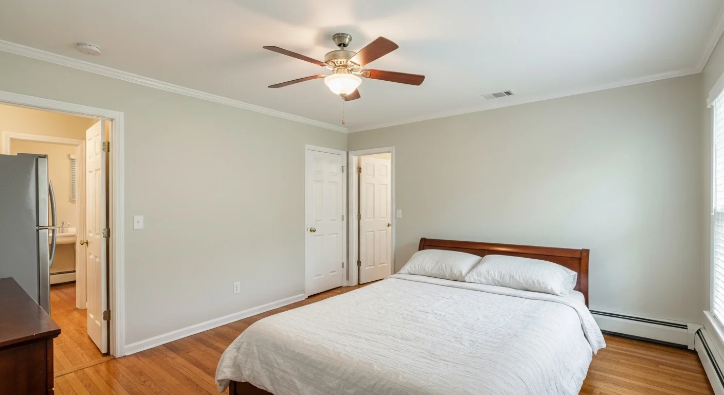 Bedroom after painting in Silver Spring MD — light airy color, perfectly smooth walls
