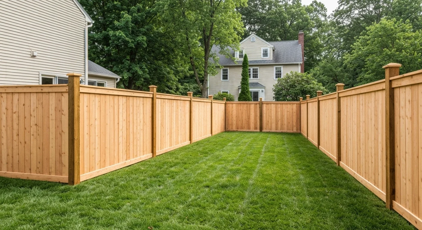New 6-foot cedar privacy fence installed in Silver Spring MD — straight, solid, clean finish