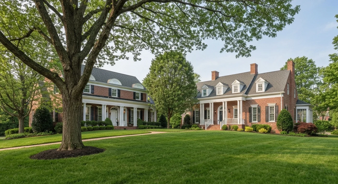 Elegant residential neighborhood in Chevy Chase MD — large colonial homes, manicured lawns