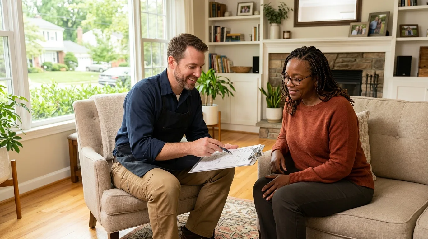 Handyman vs contractor Silver Spring MD — professional handyman reviewing work estimate