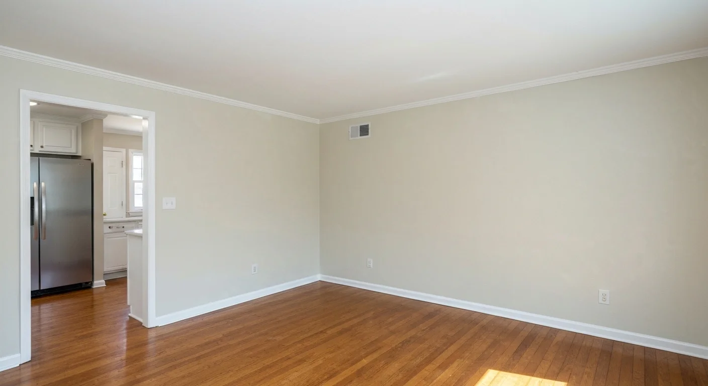 Living room after professional painting in Silver Spring MD — smooth fresh walls, crisp trim