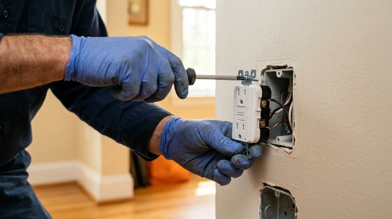 Replace electrical outlets Silver Spring MD — electrician installing new outlet