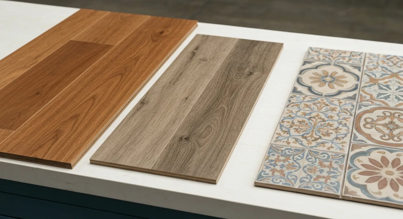 Comparison of hardwood, luxury vinyl plank, and tile flooring options