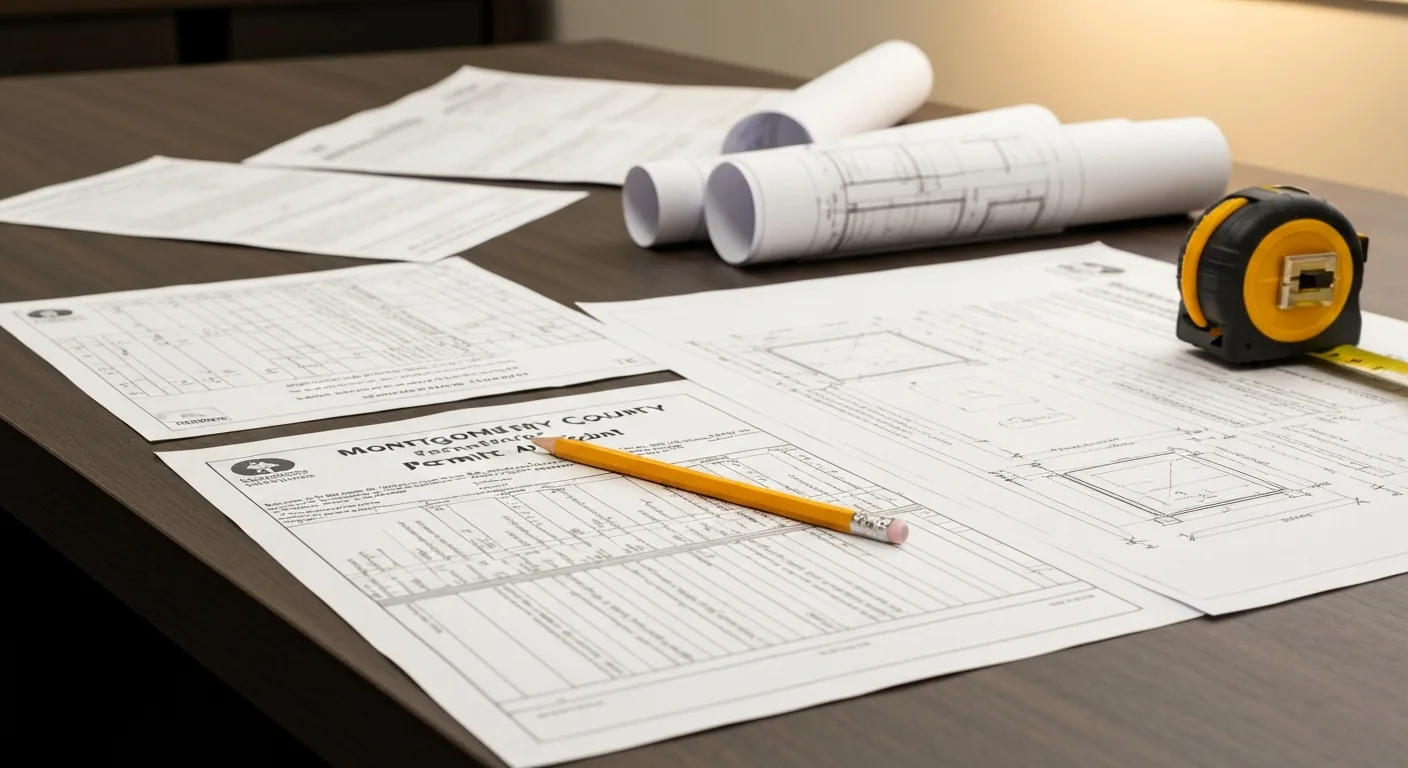 Montgomery County fence permit application and blueprints