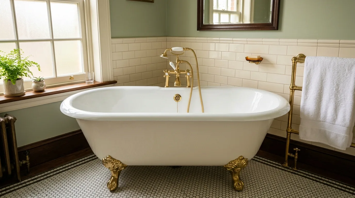 Bathroom remodeling in Chevy Chase — Original cast iron bathtub refinished in place