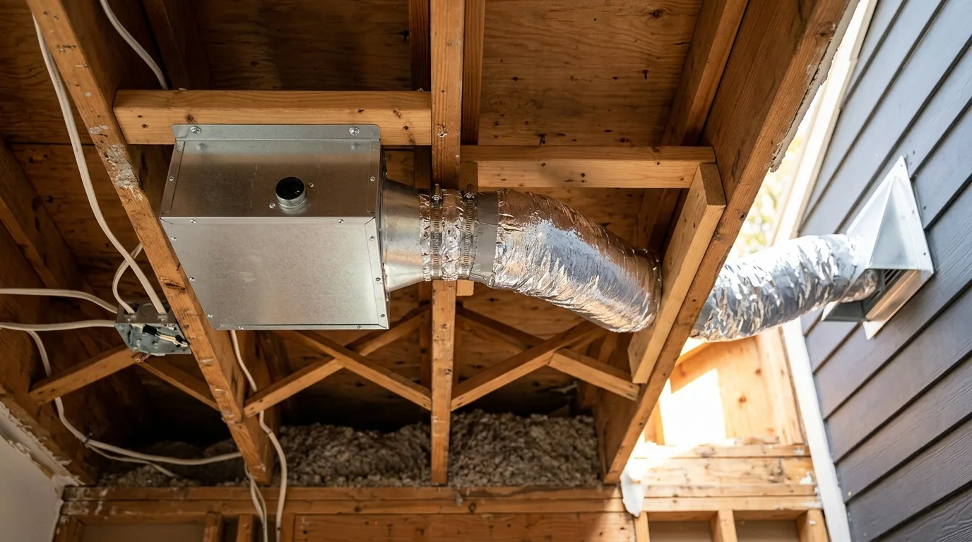 Bathroom remodeling in Gaithersburg — Bathroom exhaust fan ducted correctly to the outside