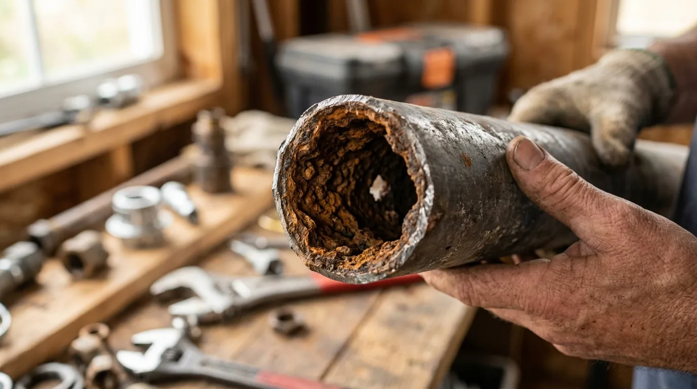 Bathroom remodeling in Takoma Park — Corroded galvanized supply pipe removed from an old house