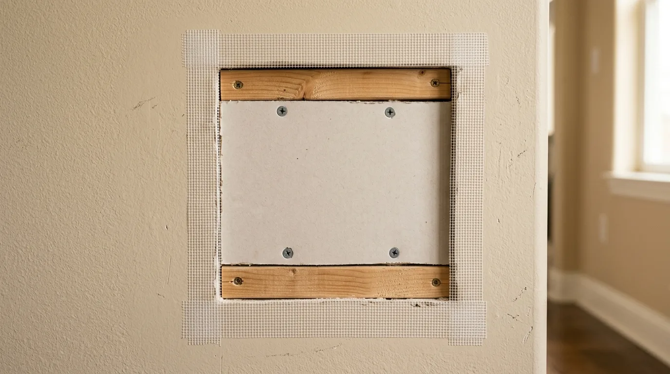 Drywall repair in Bethesda — Cut-in drywall patch with backing before compound