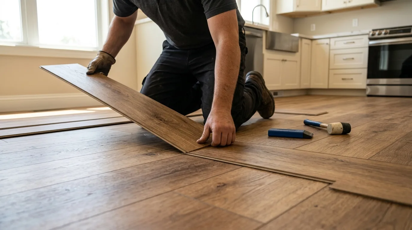 Kitchen remodeling in College Park — Luxury vinyl plank flooring installed in a kitchen