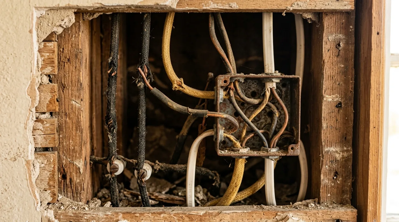 Kitchen remodeling in Takoma Park — Original early-1900s wiring found during a Takoma Park MD renovation