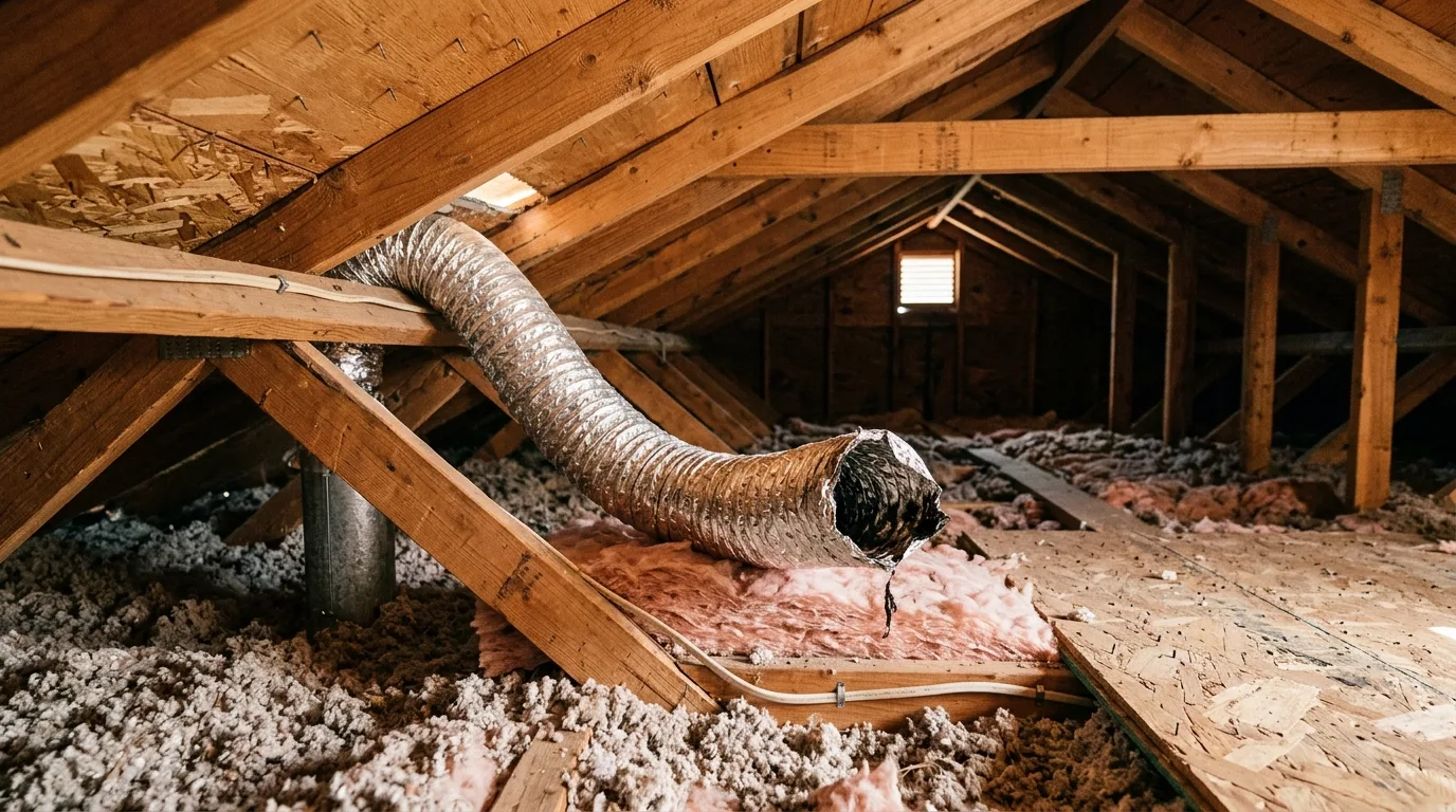 Maryland humidity — Bathroom exhaust duct discharging into an attic