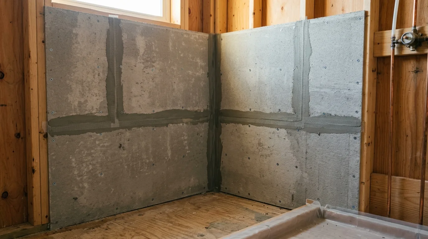 Tile installation in Rockville — Cement backer board installed before shower tile