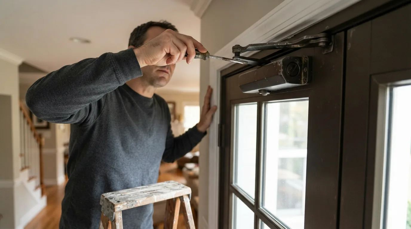 Commercial handyman services — adjusting a commercial door closer