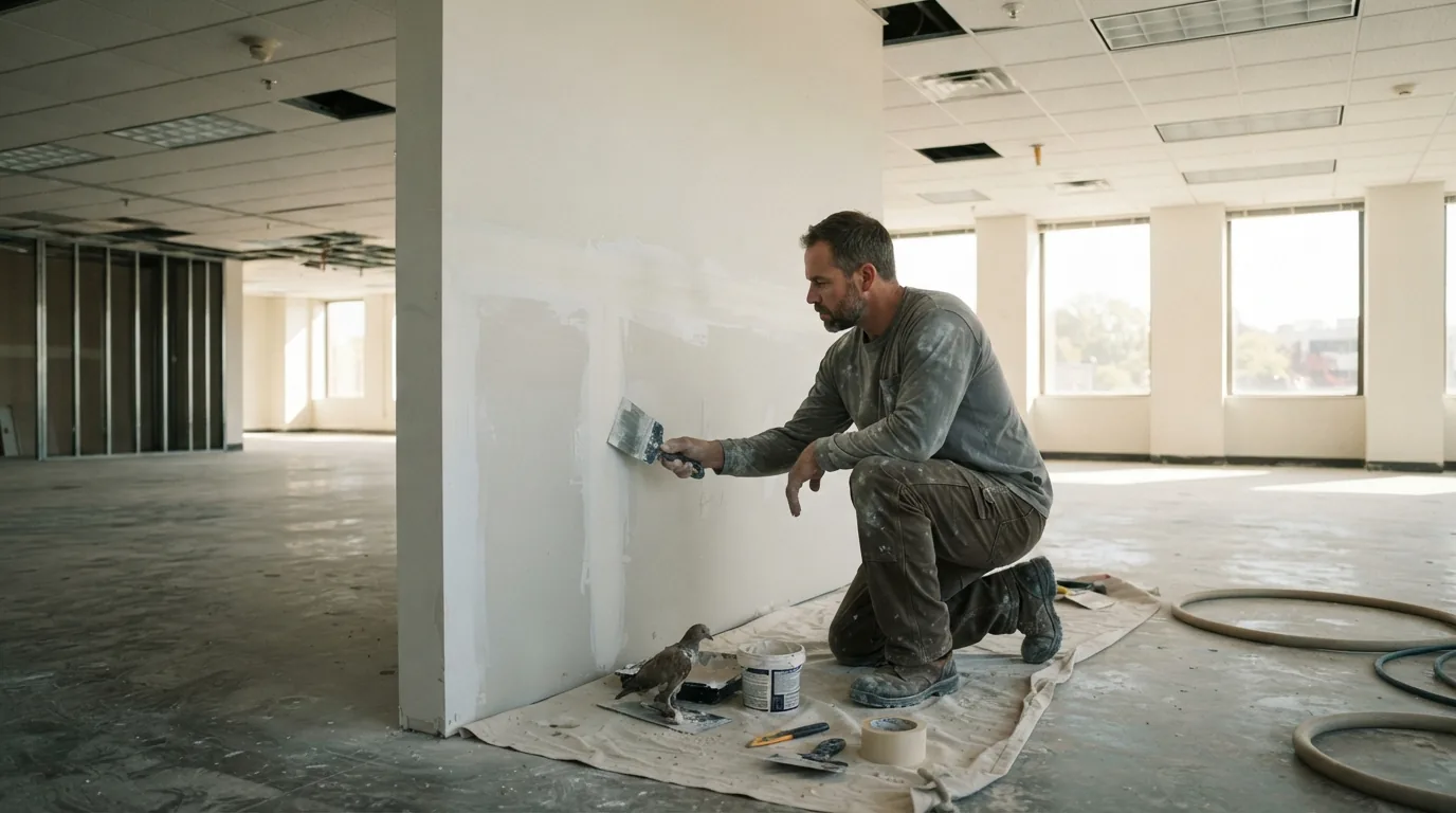 Commercial handyman services — repair work in an empty office suite