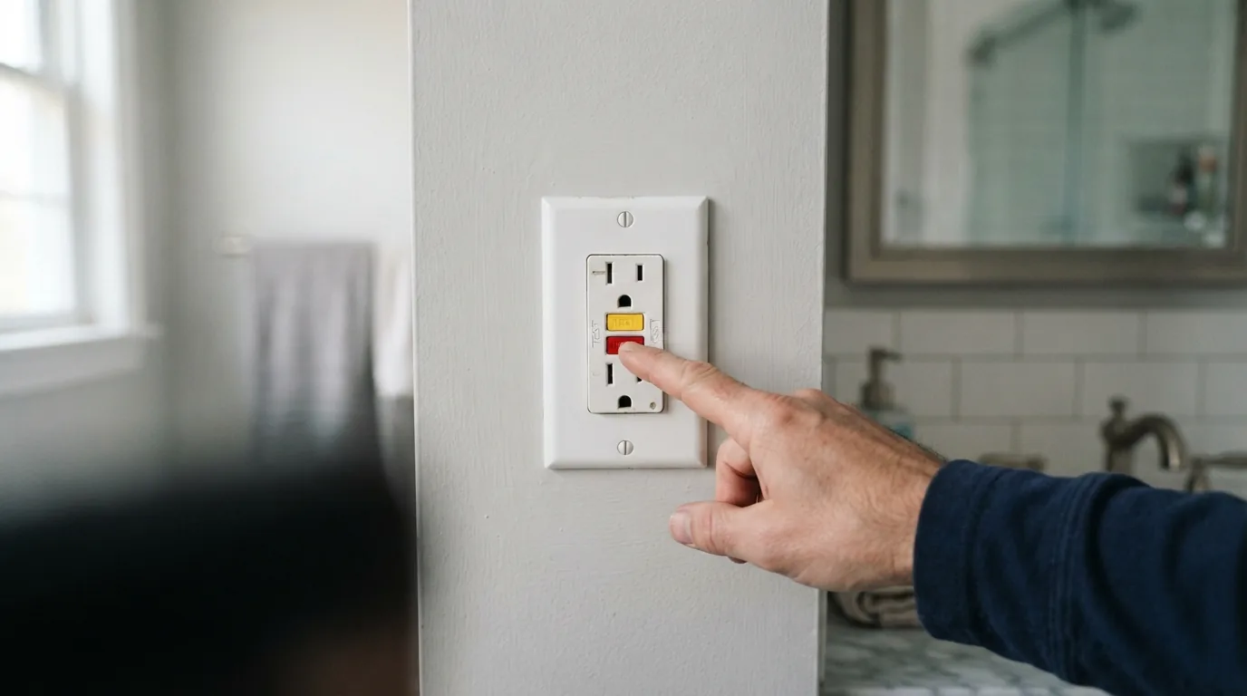 Dead outlets — pressing reset on a GFCI outlet