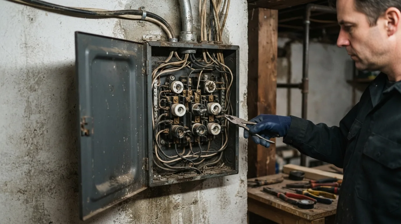 Fuse box to breaker panel — old fuse box in an older home