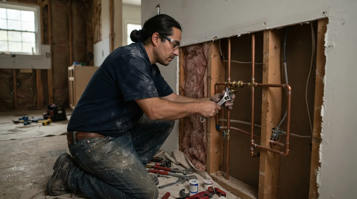 Kitchen layout changes — gas line work behind a range position