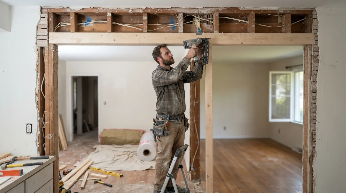 Kitchen layout changes — doorway opening being widened