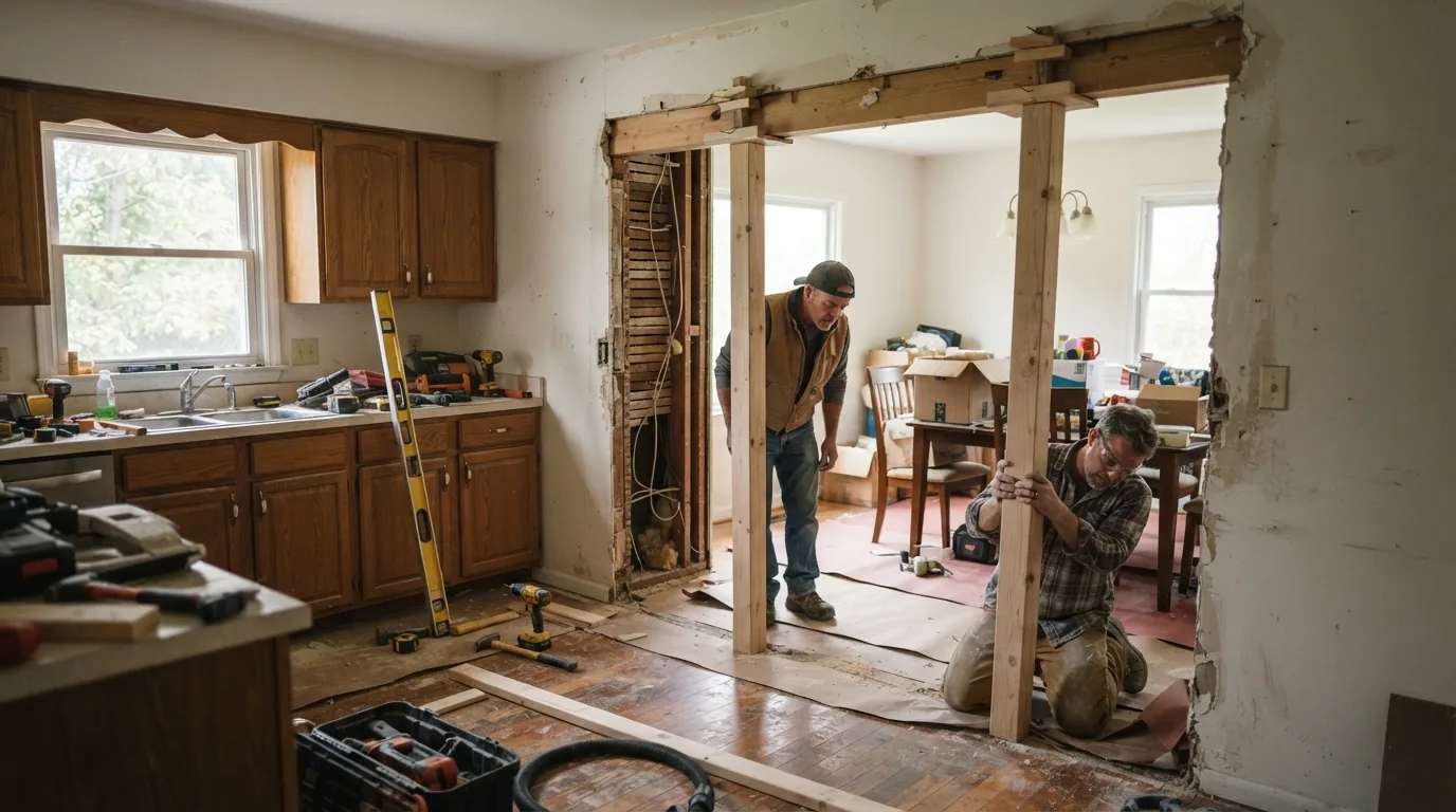 Kitchen remodeling in Silver Spring MD — wall opened between kitchen and dining room