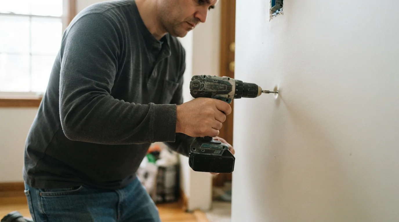 Nail pops in drywall — driving a new screw beside a popped fastener