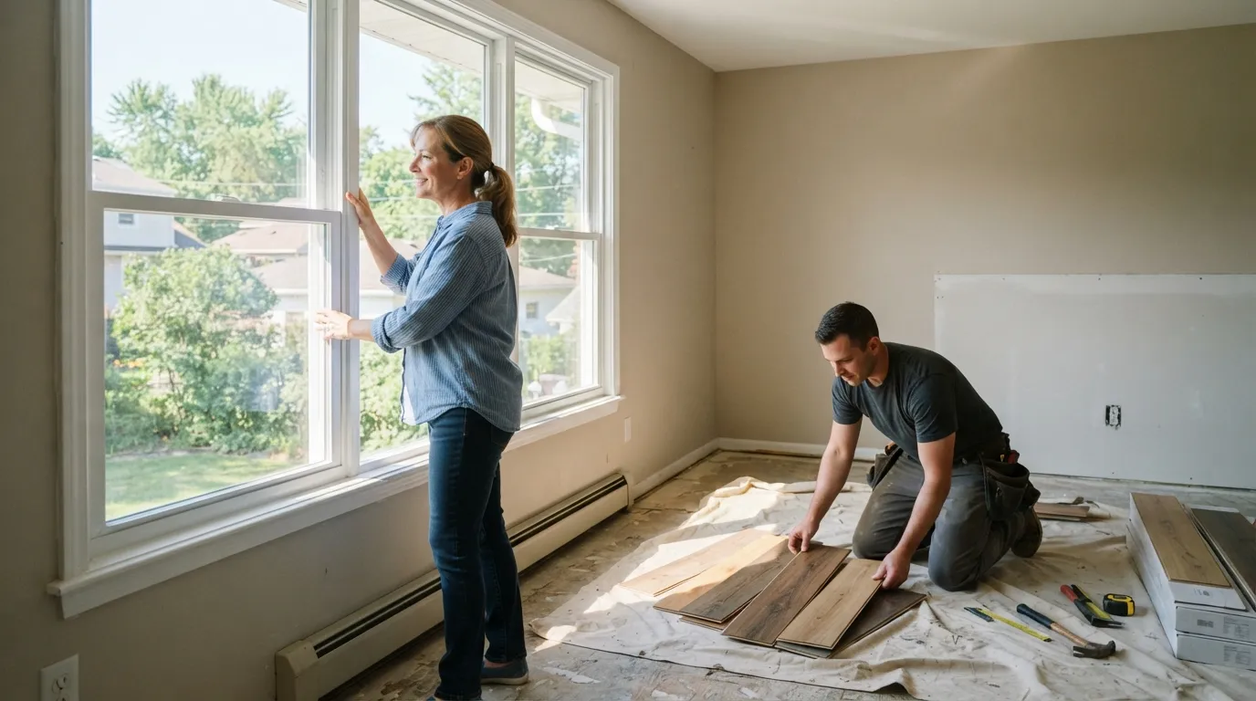 A handyman and remodeling contractor at work on flooring installation silver spring in Silver Spring and Montgomery County, Maryland (including Bethesda, Rockv…